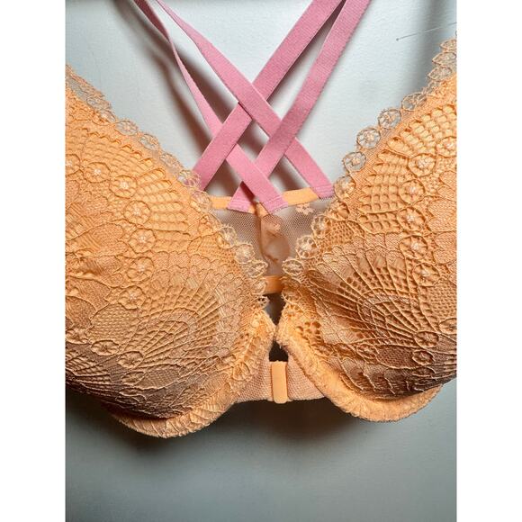NWOT Victoria's Secret Orange Pink Lace Lightly Lined Full Coverage Bra 32DDD - Picture 3 of 9